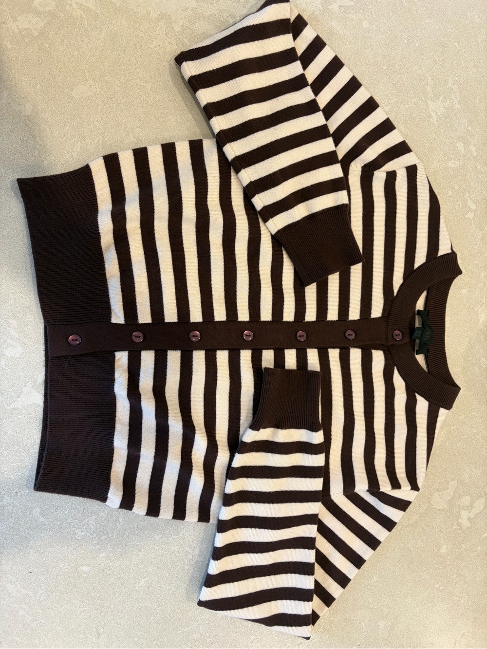 Brown & Cream Striped Button Cardigan